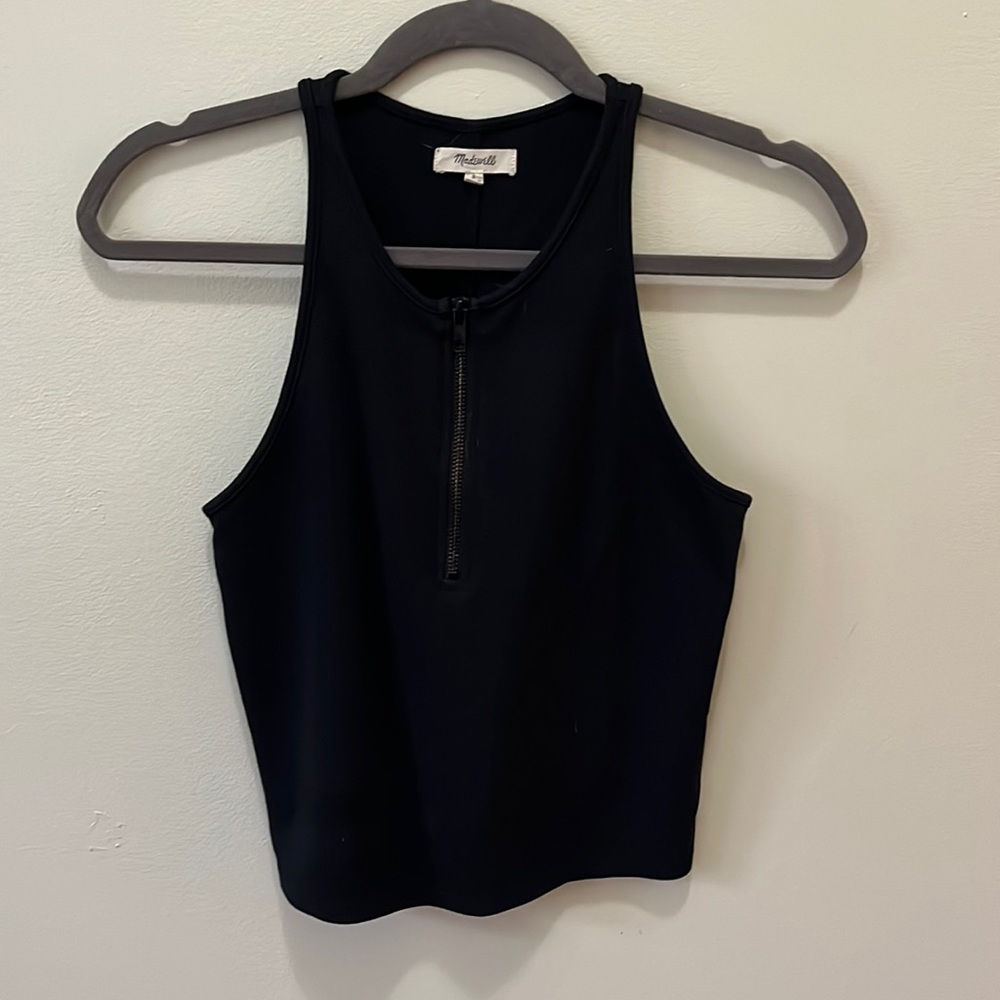 Black crop top tank top half zip - Madewell - size S